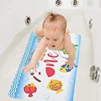 WERNNSAI Alfombra de Bañera de Pesca - 40x70cm Alfombra de Baño Antideslizante para Bebés Niños Ventosas Alfombrillas de…